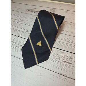 WM Chelsea Ltd Silk Tie Navy Blue Gold Stripes 58" x 4"